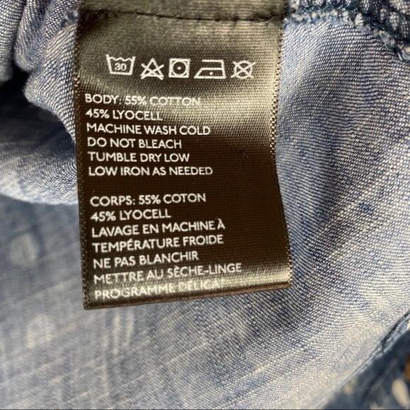 BDG URBAN OUTFITTERS Long-Sleeve Chambray Polka Dot Button-Down Shirt Small - Picture 7 of 9